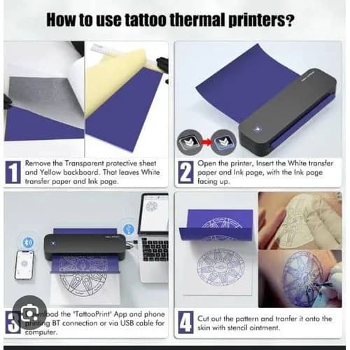 Bluetooth Tattoo Stencil Printer with 10pcs Transfer Paper 5
