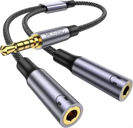 4 Pole Male To Dual Female Audio Splitter  Adapter - 3.5mm 4