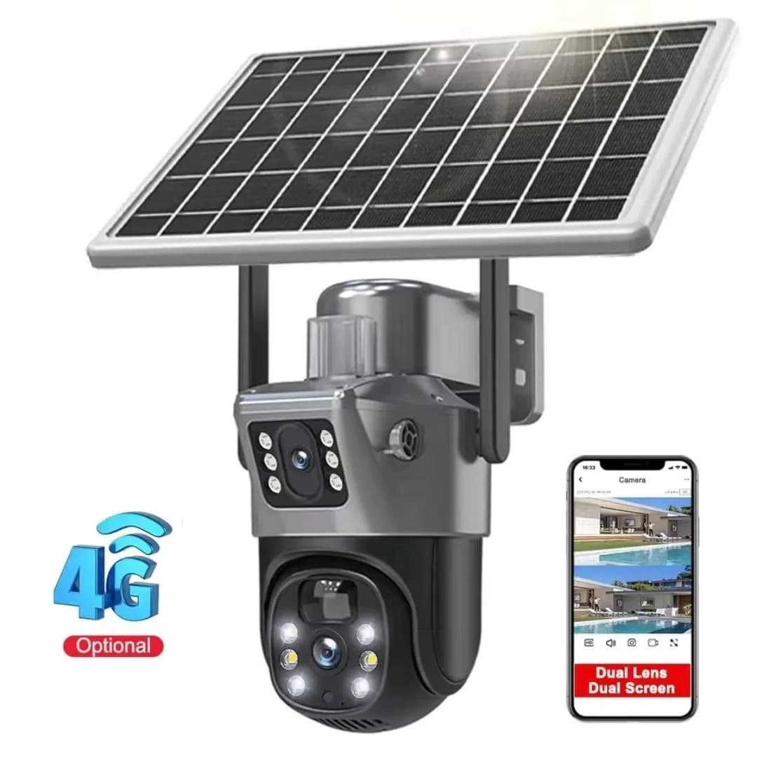 Smart AI 4K Solar Powered Security Camera – Wireless 4G/5G Dual Lens PTZ Outdoor CCTV with Night Vision & Battery Backup 4