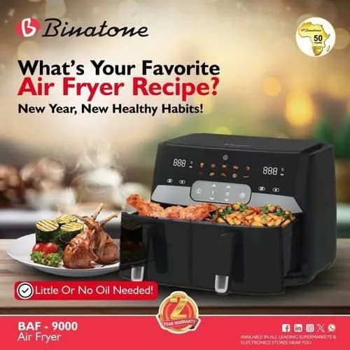 Binatone Twin Drawer Rapid Air Fryer Baf 9000 9L 3