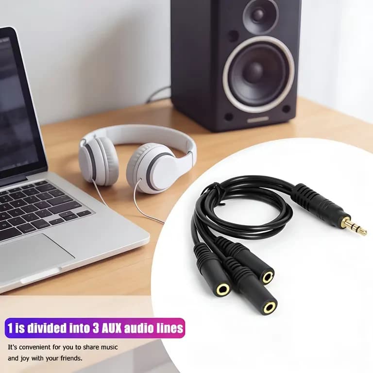3-5mm 1 Male To 3 Female Audio Splitter Cable 5