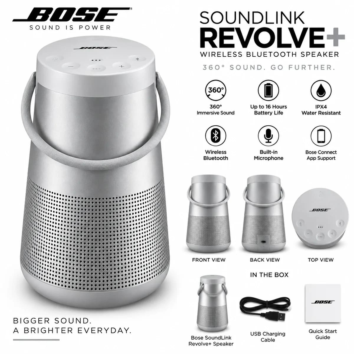 Bose Soundlink Revolve Plus Wireless Bluetooth Speaker Silver 2