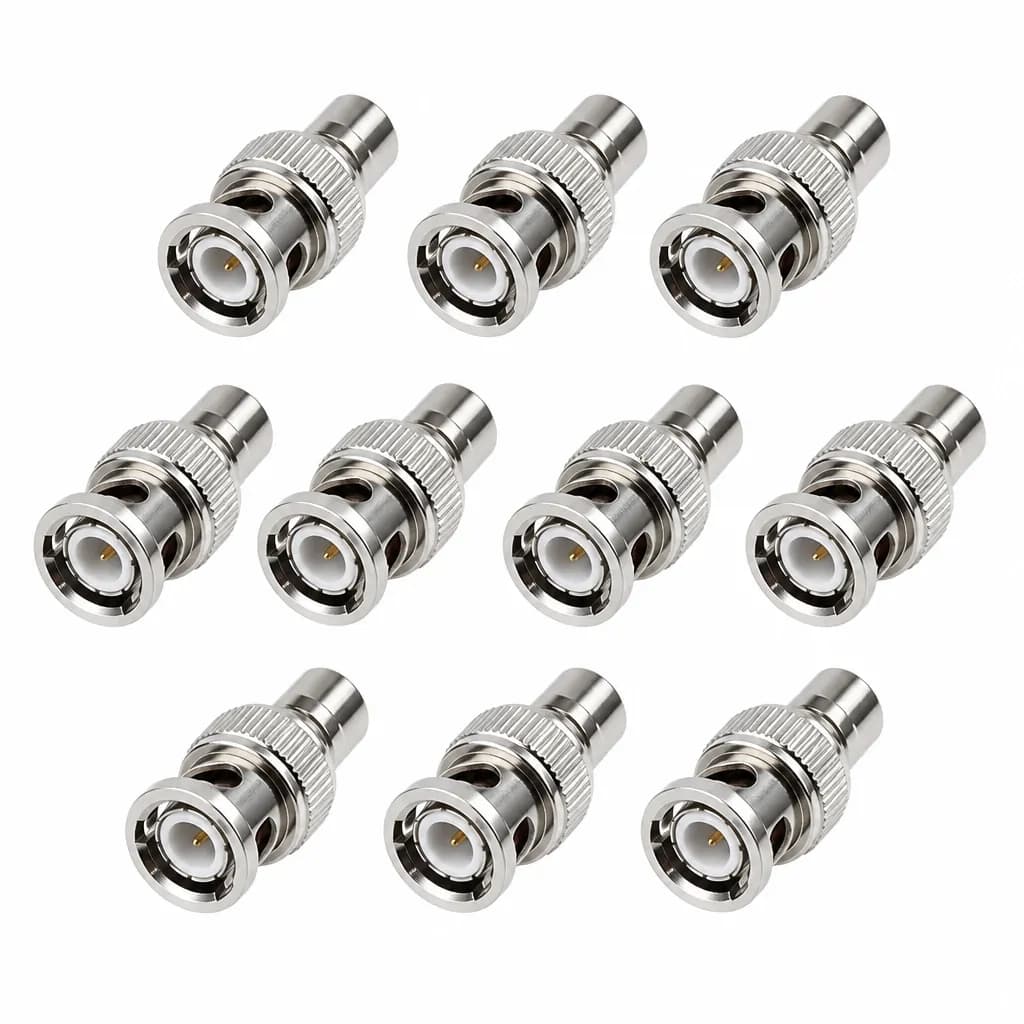 10 Pieces - BNC Male to AV Female Plug Connector for CCTV Camera