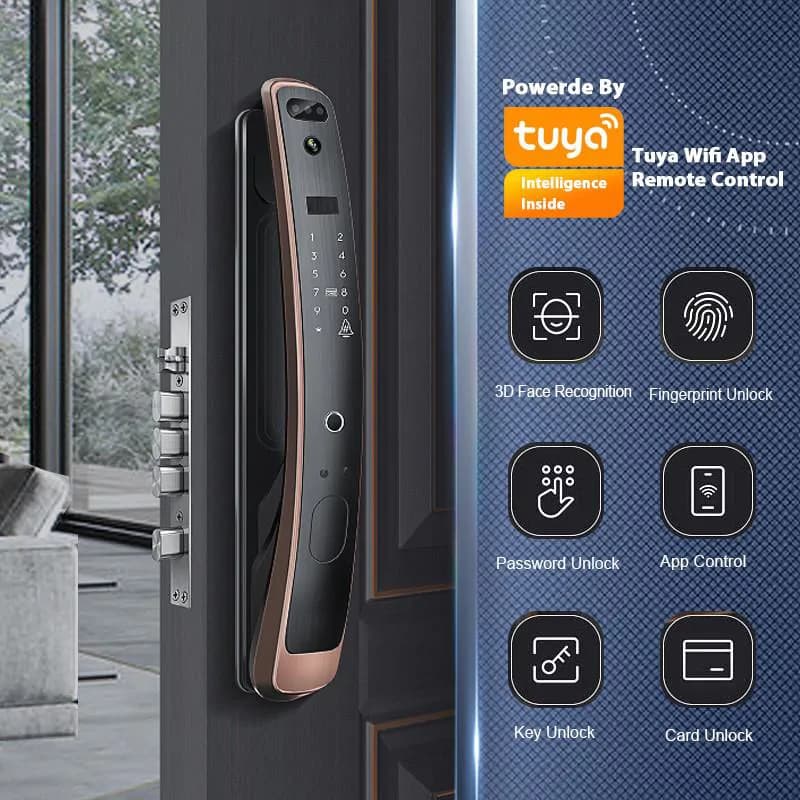 Smart Biometric Door Lock Access,Fingerprint, 3D Face Recognition & WiFi 5