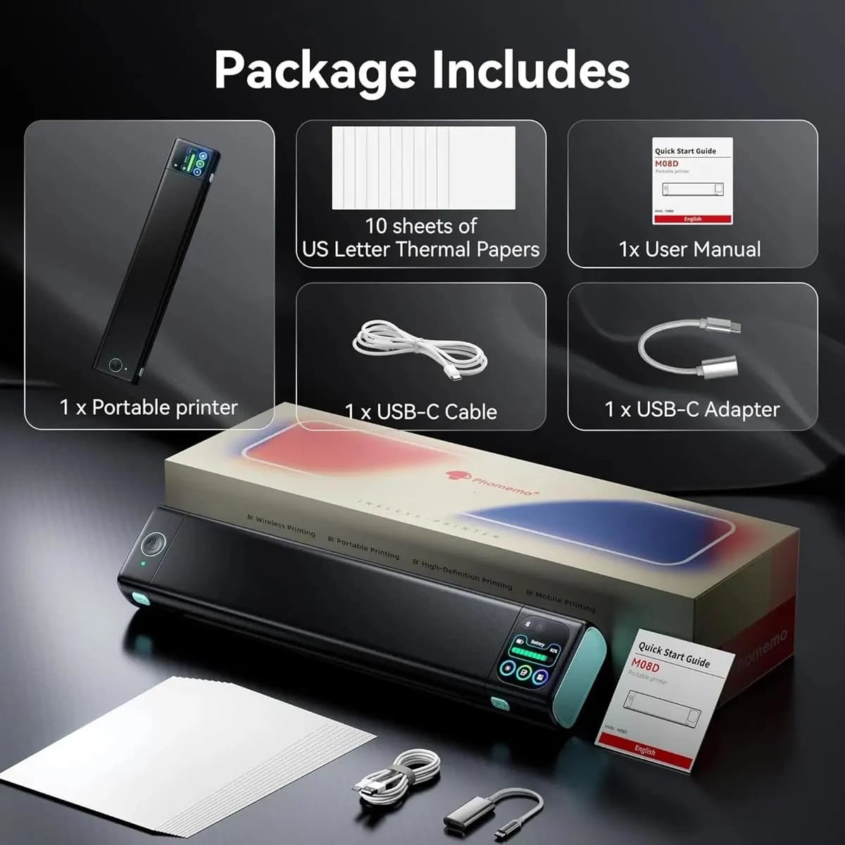 Phomemo M832D Portable Touchscreen Bluetooth Thermal Printer 2