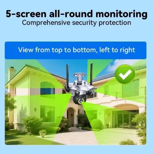 4K WiFi CCTV Camera 5 Lens 5 Screens PTZ – 360° Security Camera 5