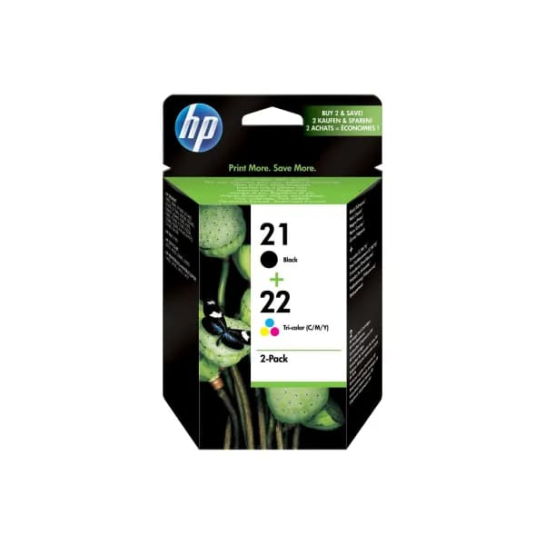 HP 21/22 Genuine Black and Tri Colour Ink Cartridges 3