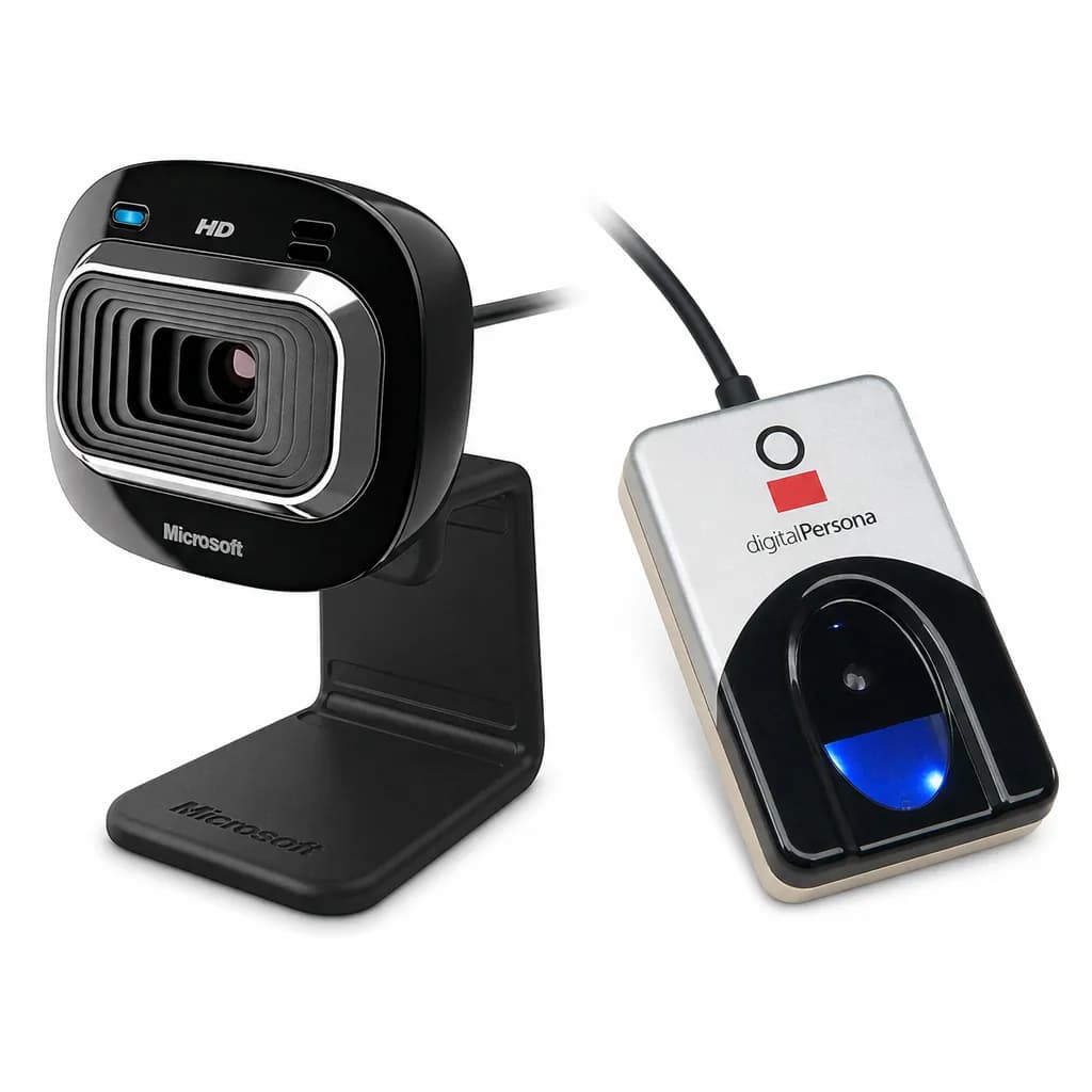 Microsoft LifeCam HD-3000 USB Webcam + DigitalPersona Fingerprint Scanner 4500 Biometric