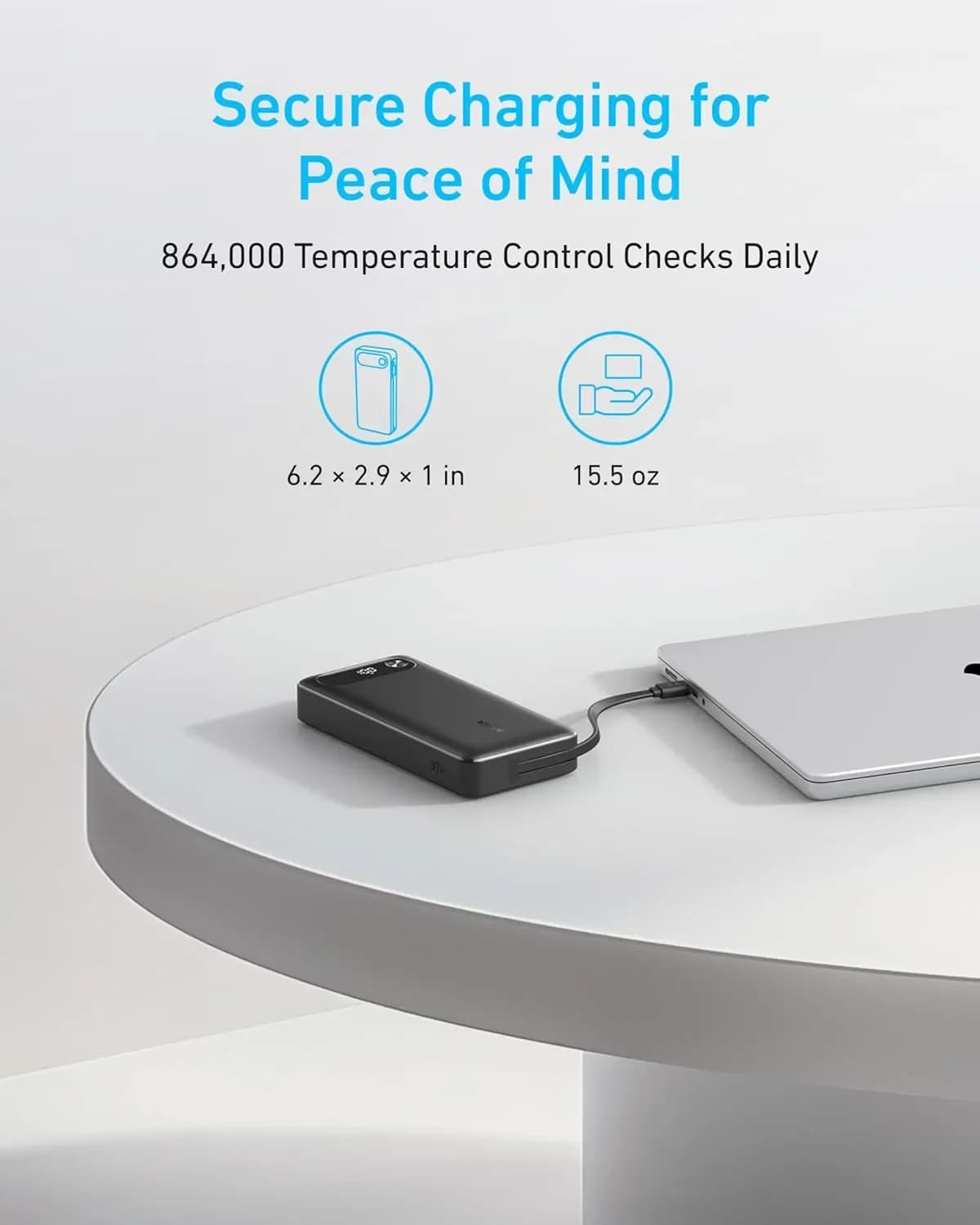 Anker Laptop Power Bank  Builtin Usb c Cable 20000mAh 87w 3