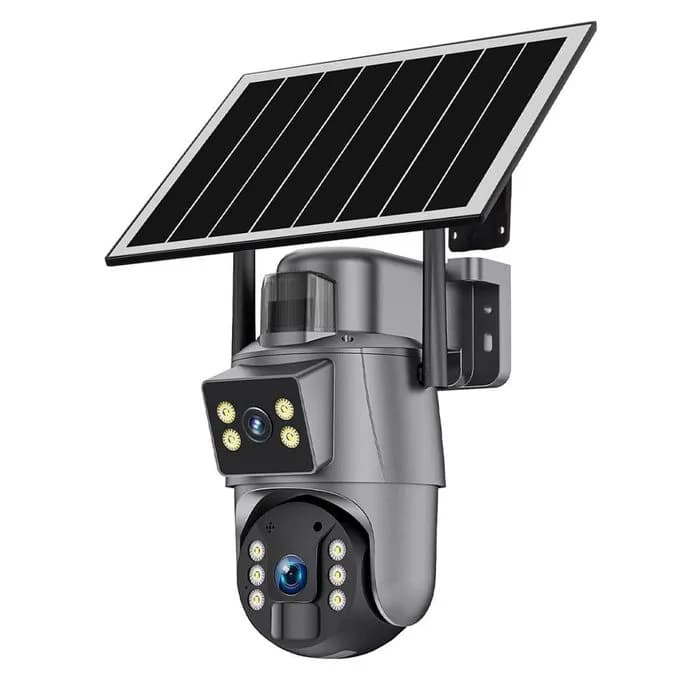 4g Solar Security Camera 5mp Dual Lens Screen Wireless Outdoor Panel Ptz Cctv