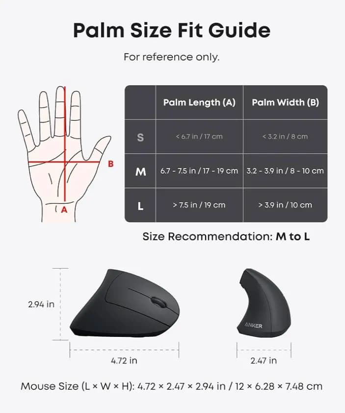 Anker A7852 2.4G Wireless Vertical Ergonomic Mouse 7