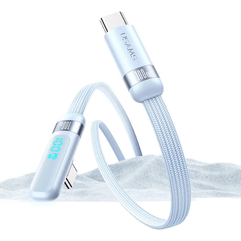 USAMS PD100W Type-C To Type-C Digital Display Right-angle Fast Charging & Data Cable 4