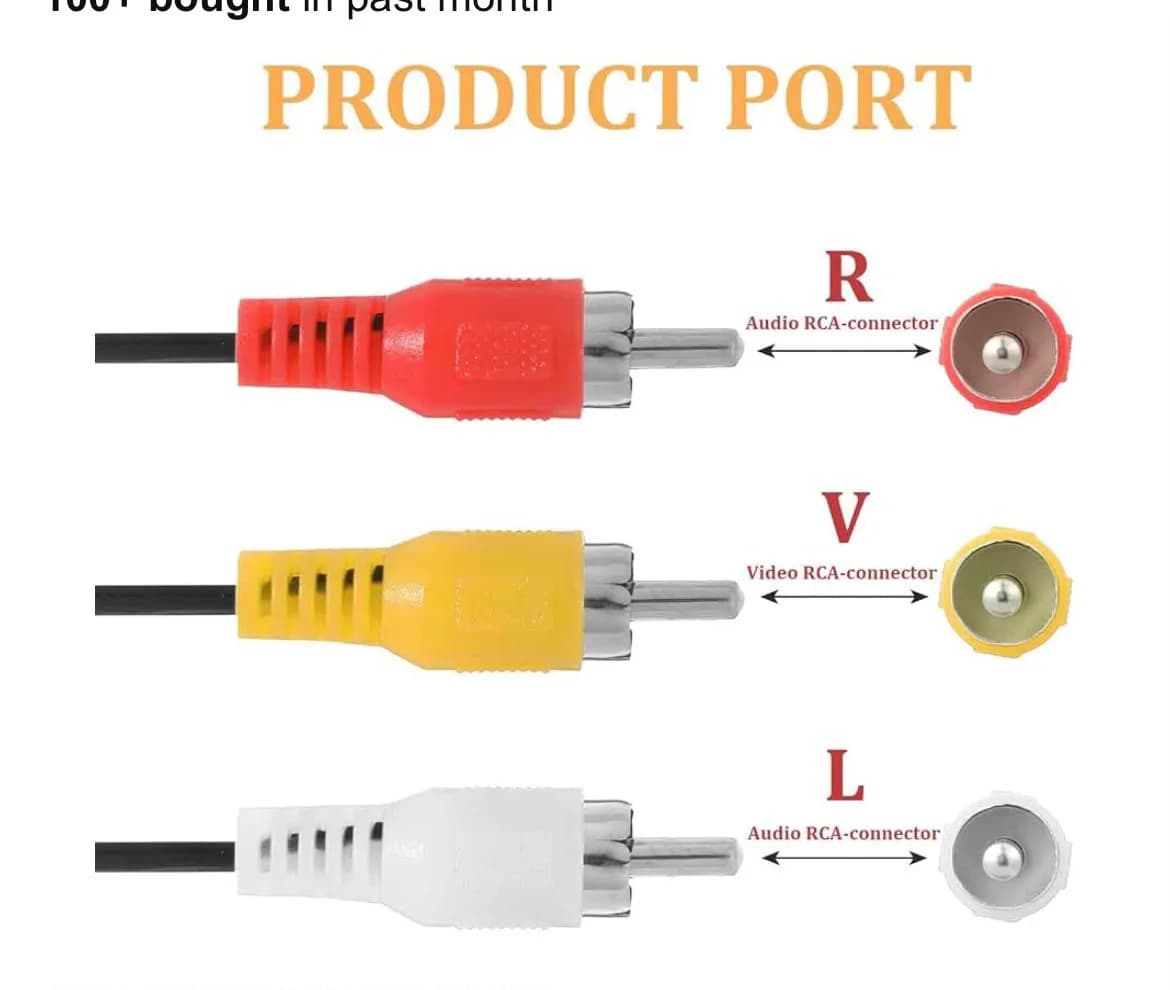 Rca Av Cable - 3 In 1 Composite Cable - Red White Yellow Connectors - Audio Video 2