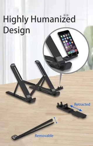 Plastic Foldable Adjustable Laptop Stand with Phone Holder White 3