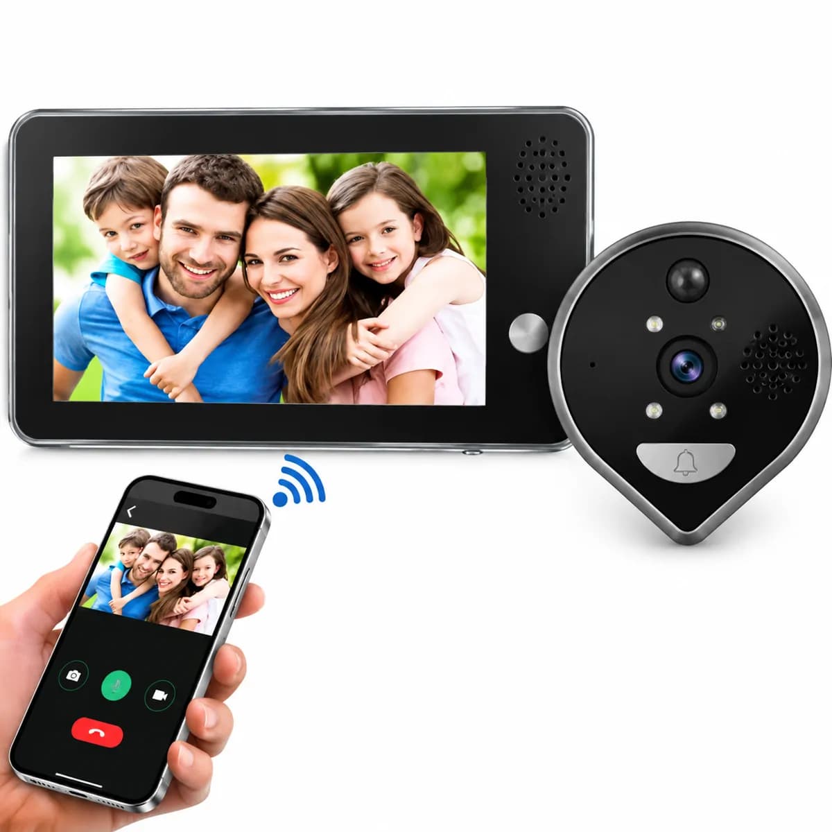 Caleocom Wifi Peephole Video Doorbell Camera System 2