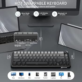 Attack Shark X66 Wireless Mechanical Gaming Keyboard With Knobtri Mode Usb-c/bt5.0 2