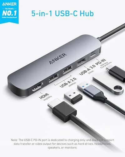 Anker Sabrent 5-in-1 USB-C Hub 4K HDMI 3