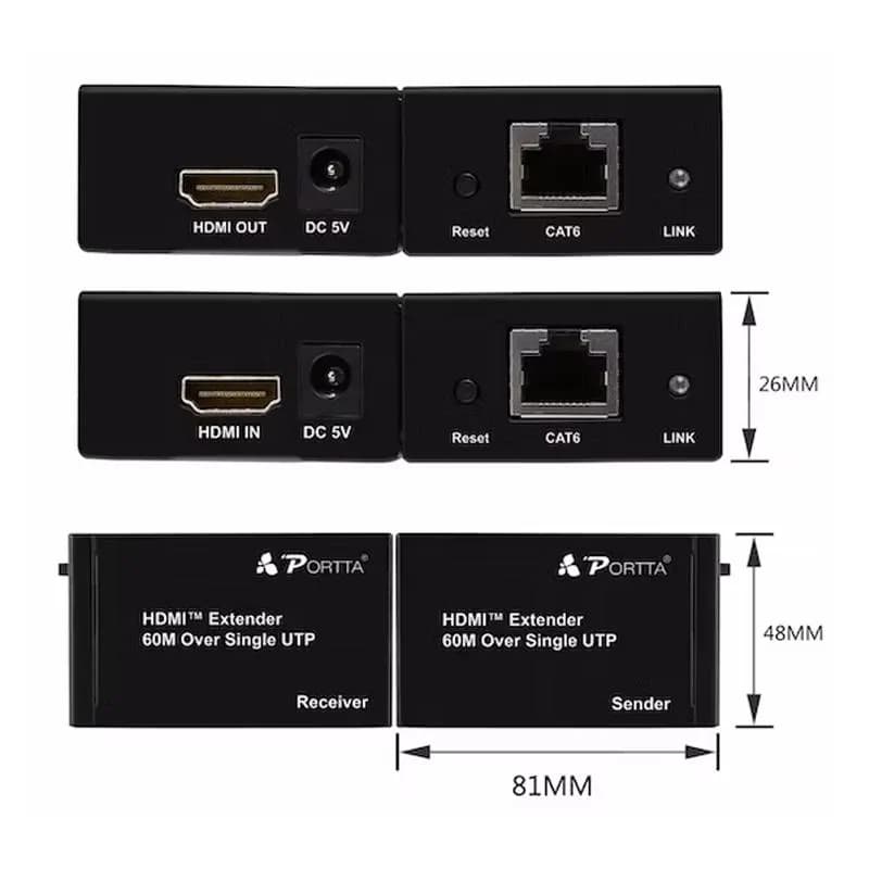 HDMI Network Extender Cable 60M 1080P HD HDMI Extender Over Cat5e/Cat6 4