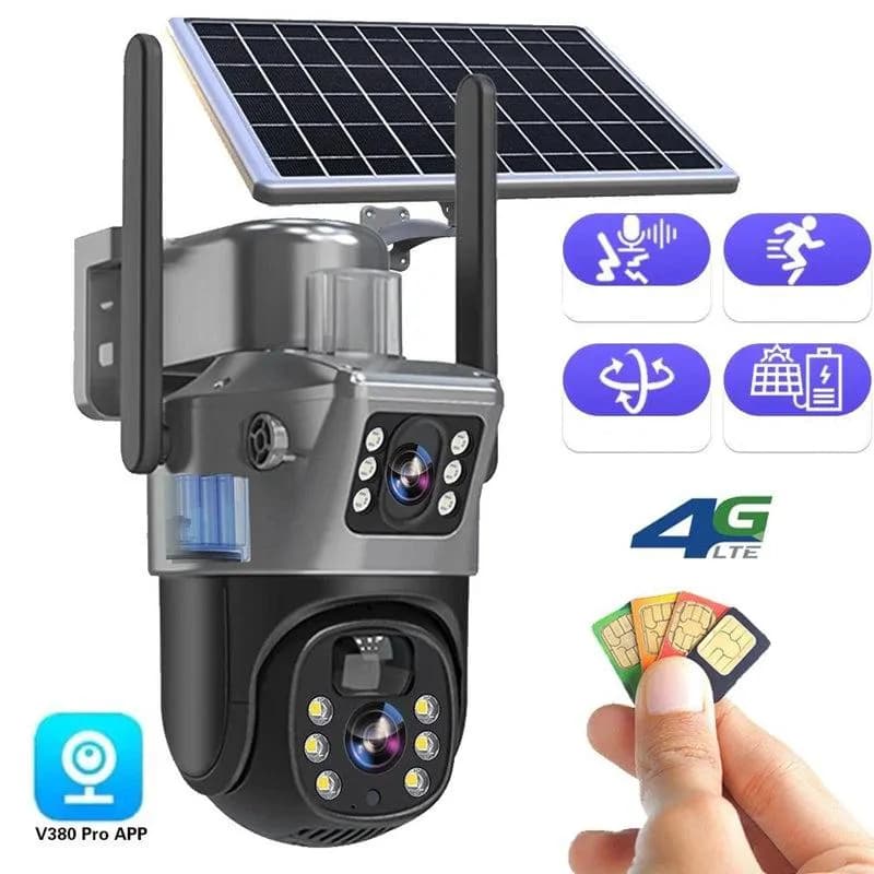 V380 Solar Powered Dual Lens PTZ CCTV Camera – Wireless Outdoor Security Camera with Night Vision, Motion Detection, SIM Card Support & V380 Pro App 3