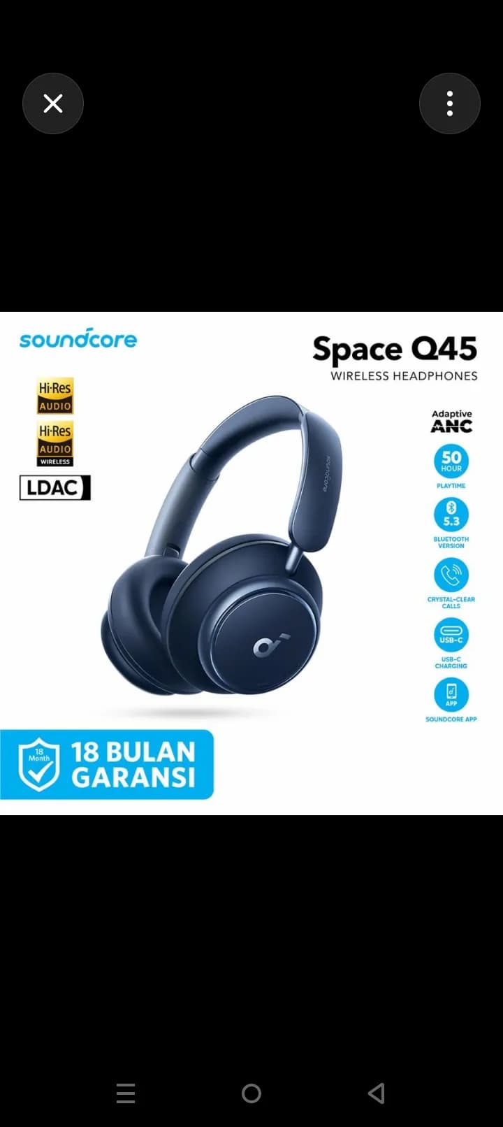 Soundcore Space Q45 Wireless ANC Headphones – Blue 2