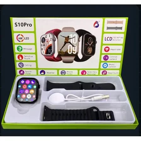 S10 Pro Max Smartwatch With 7 Straps - Black 2