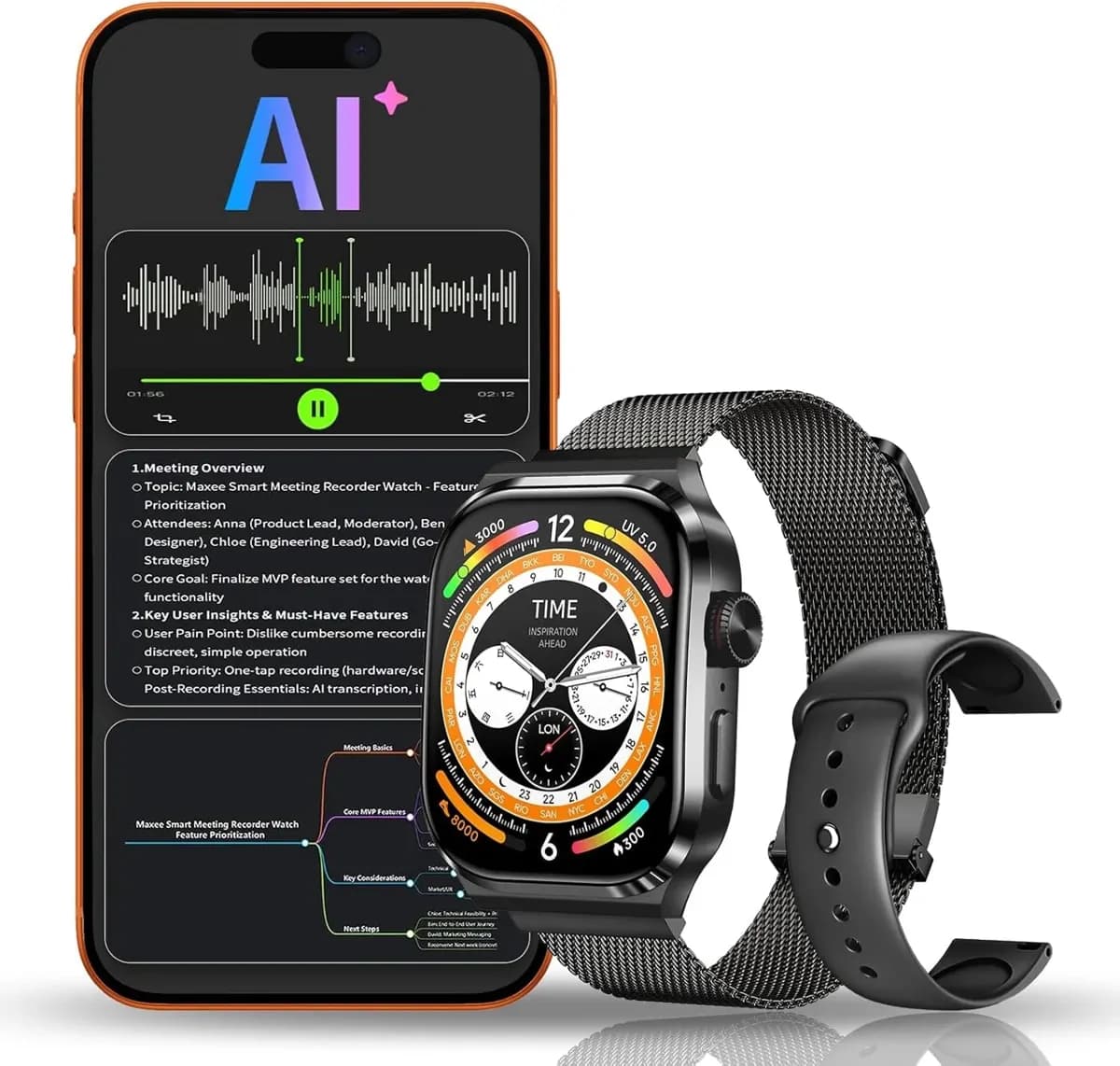 Ai Digital Wristwatch Voice Recorder 128gb 2