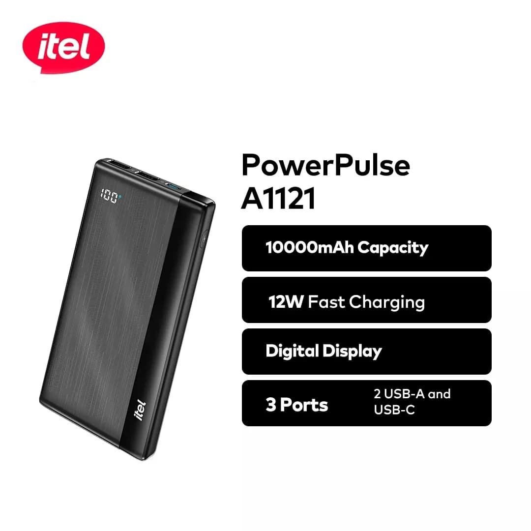 itel PowerPulse A1121 10,000mAh 12W Fast Charging Power Bank