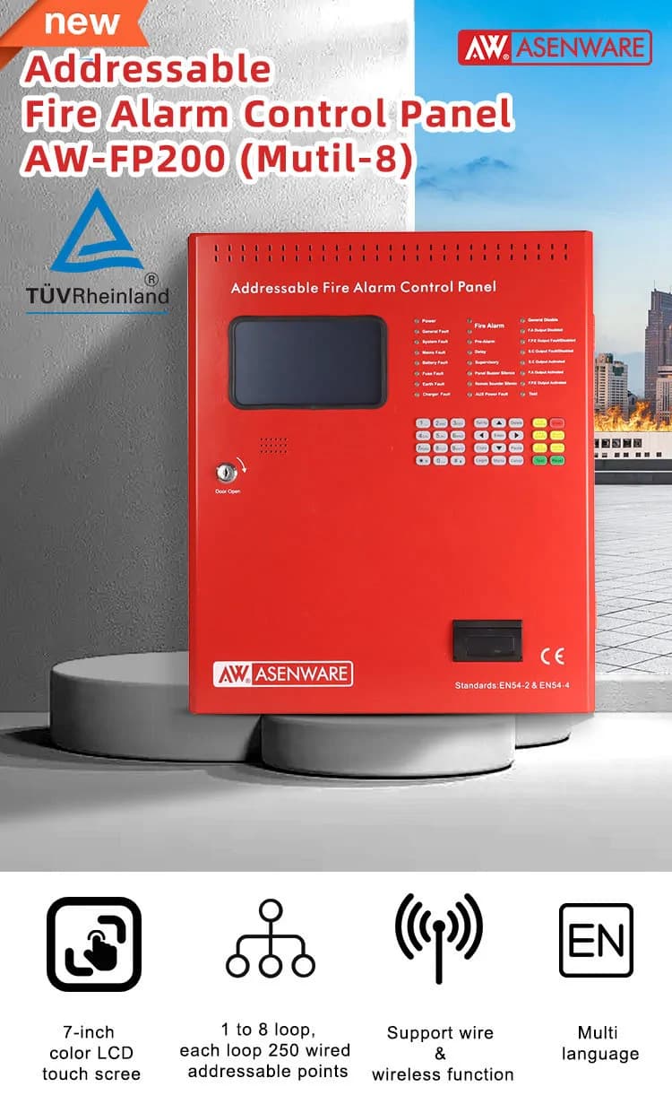 Asenware Addressable Fire Alarm Control Panel Aw-fp200 Mutil-8 2