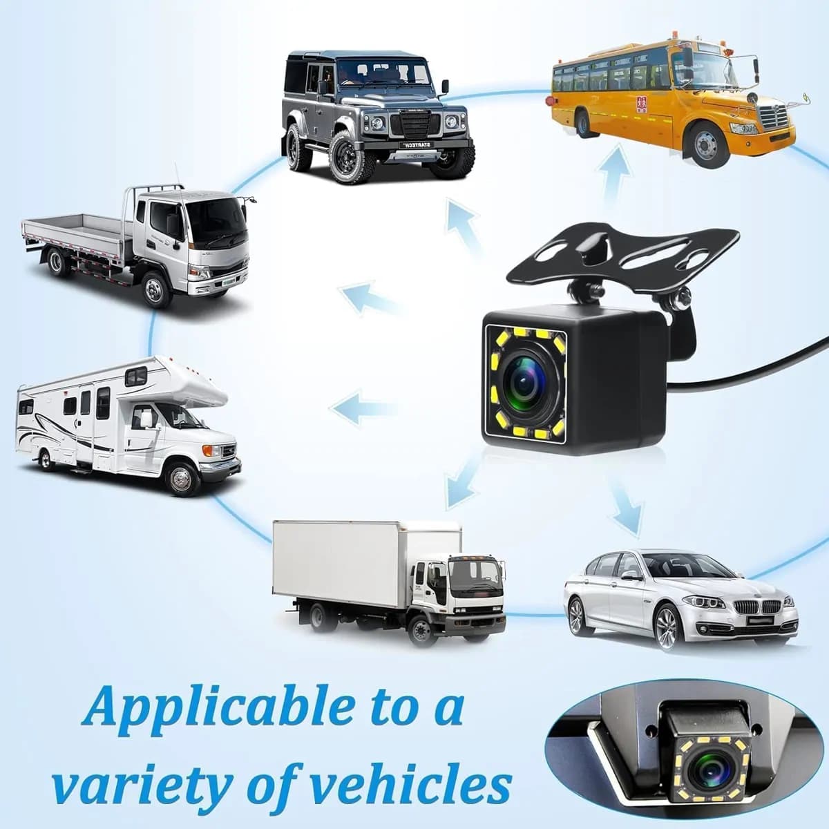 Car Rear View 12 Led Light Parking Reverse Waterproof Camera 2