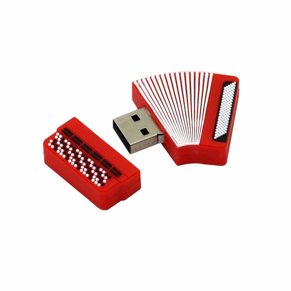 Cute Red Accordion USB Flash Drive, Musical Instrument Pendrive Gift