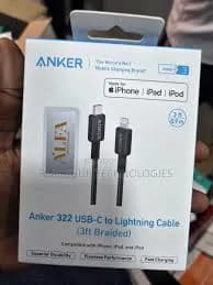 Anker 322 USB-C to Lightning Cable 3ft Braided - Black 3
