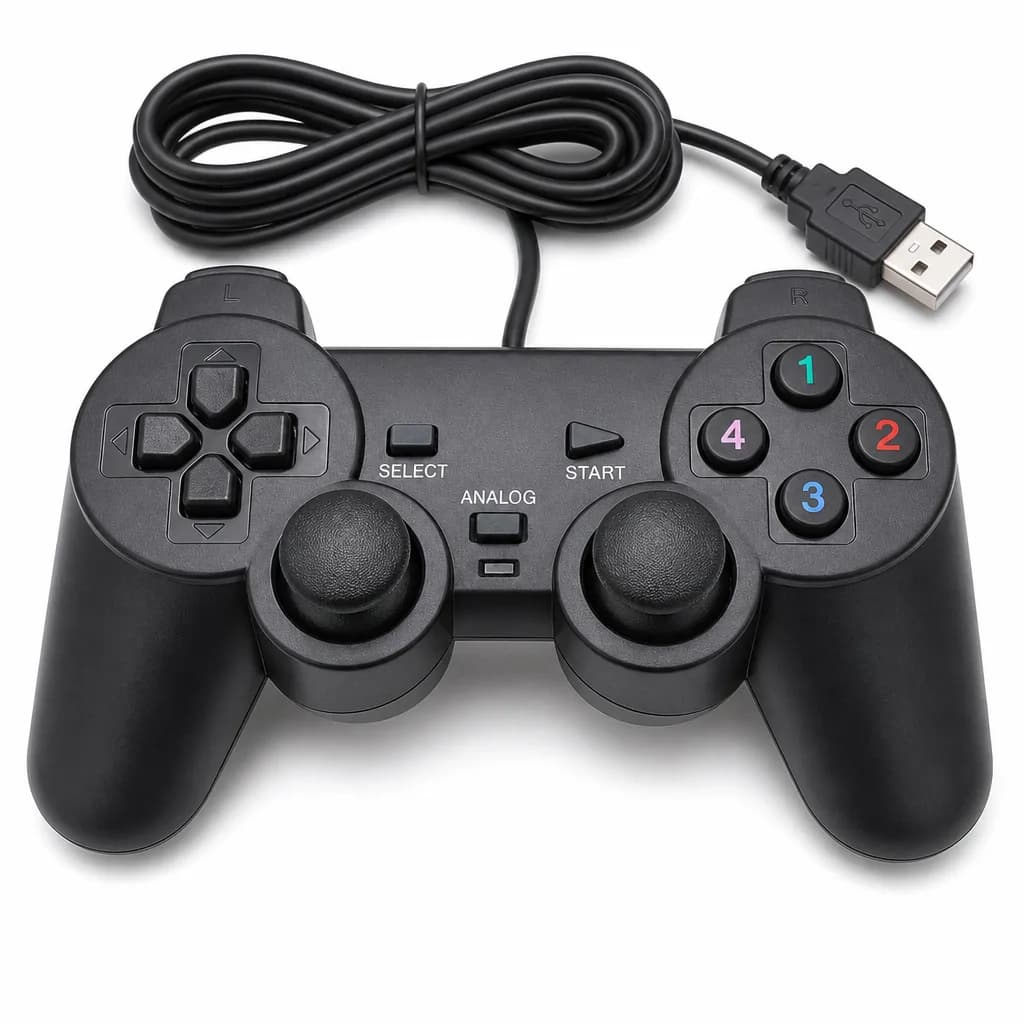 UCOM PC Dual Shock Joypad Wired USB Gaming Controller Black