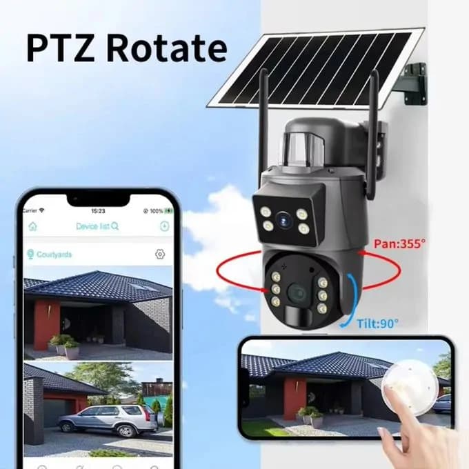 4g Solar Security Camera 5mp Dual Lens Screen Wireless Outdoor Panel Ptz Cctv 3