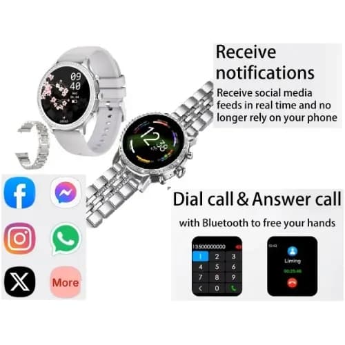 Diamond Smartwatch With Silicone & Chain Straps Model G12 Pro 3