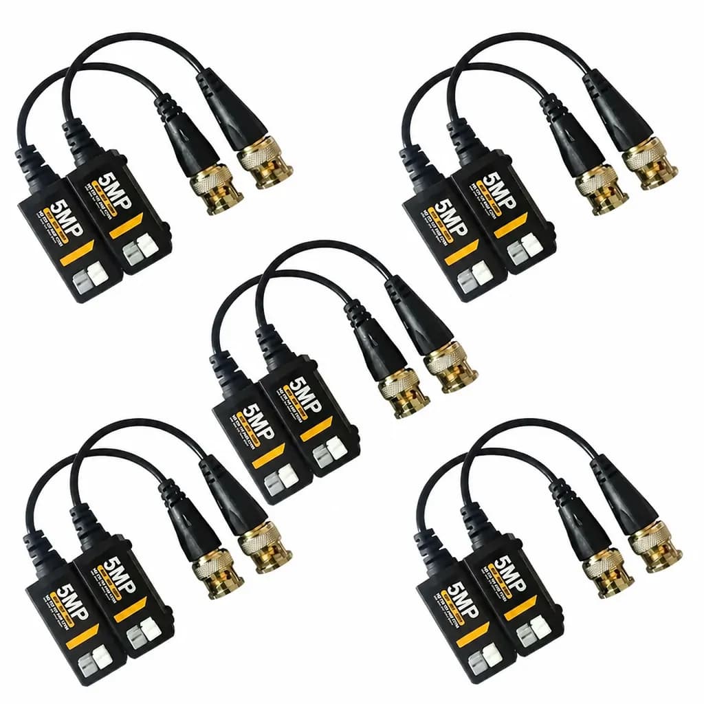 TVI/CVI/AHD Passive Video Balun BNC Male 5 Pairs
