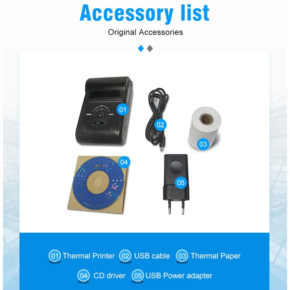 Mini Bluetooth Printer Thermal Printer With Accessories