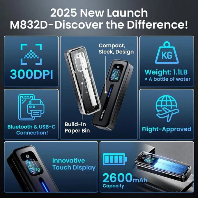 Phomemo M832d Portable Printer With Touchscreen 6
