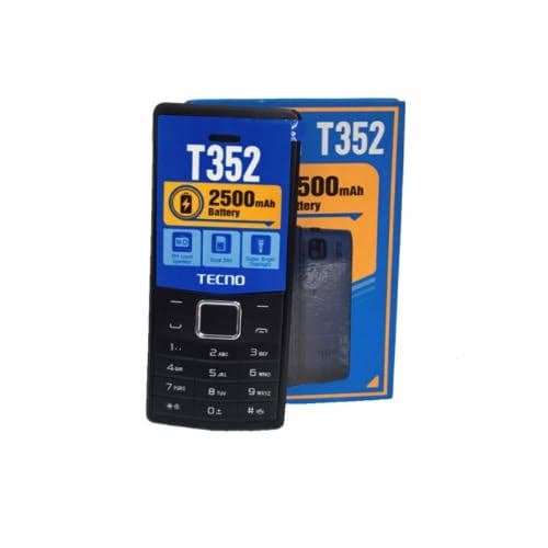 Tecno T352 Dual SIM Feature Phone – 2.8" Display, Long-Lasting Battery, Wireless FM Radio & Bluetooth 3