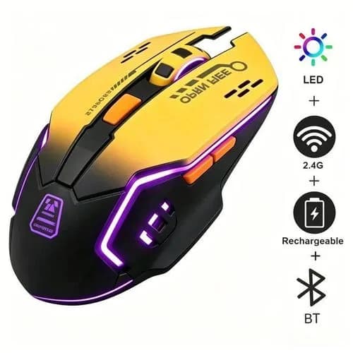 T2 Wireless Gaming Mouse, Silent Clicks, 1600 DPI - Yellow