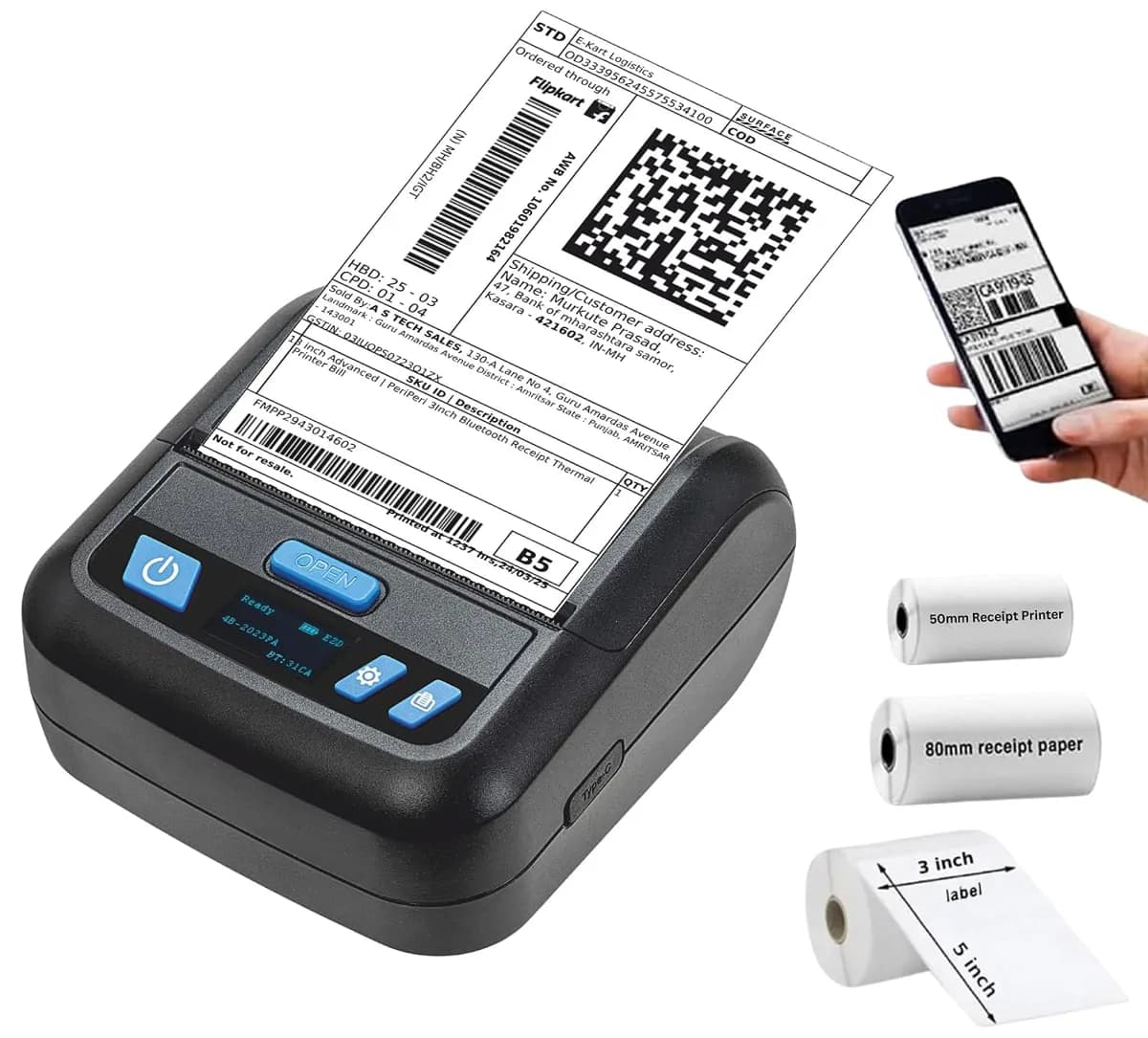 Mini Portable Bluetooth Printer - Thermal Printer