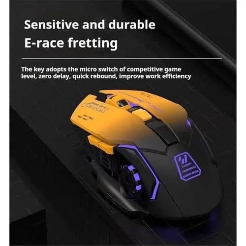 T2 Wireless Gaming Mouse, Silent Clicks, 1600 DPI - Yellow 2
