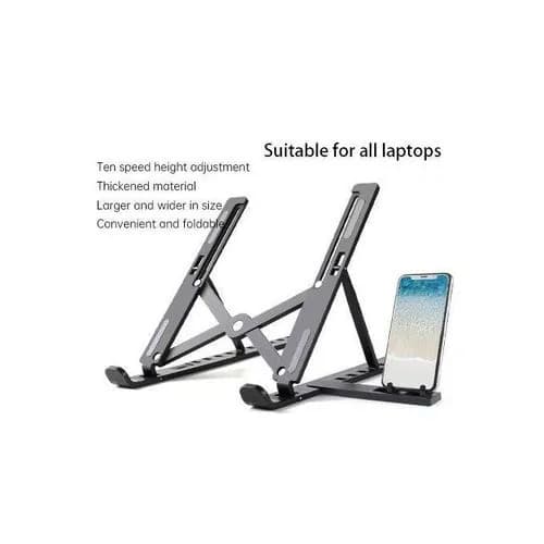 Plastic Foldable Adjustable Laptop Stand with Phone Holder White 2