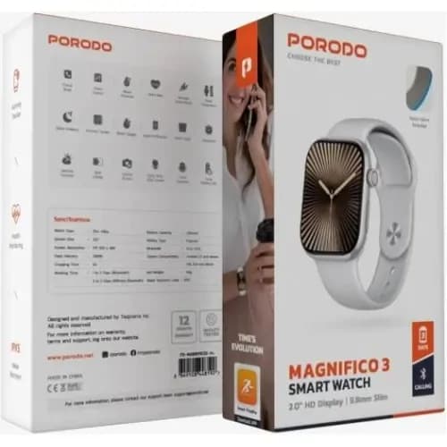 Porodo Magnifico 3 Smart Watch - Bluetooth Calling Fitness Tracker - White 3