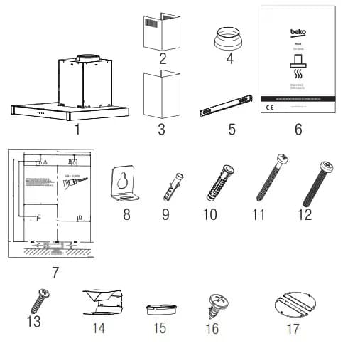 Beko BHCB63640B 60cm Wall Mount Rangehood 9