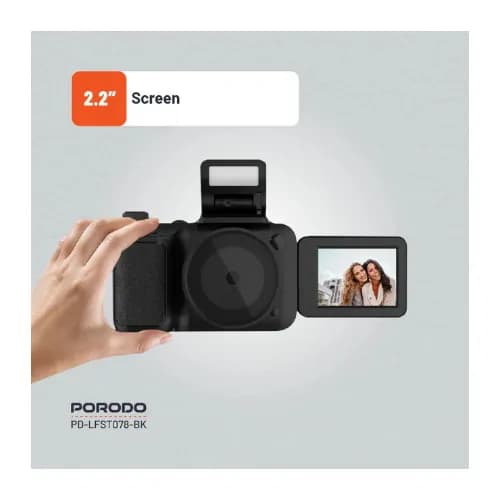 Porodo Lifestyle Digital Camera 16x Zoom Flip Flash - Black
