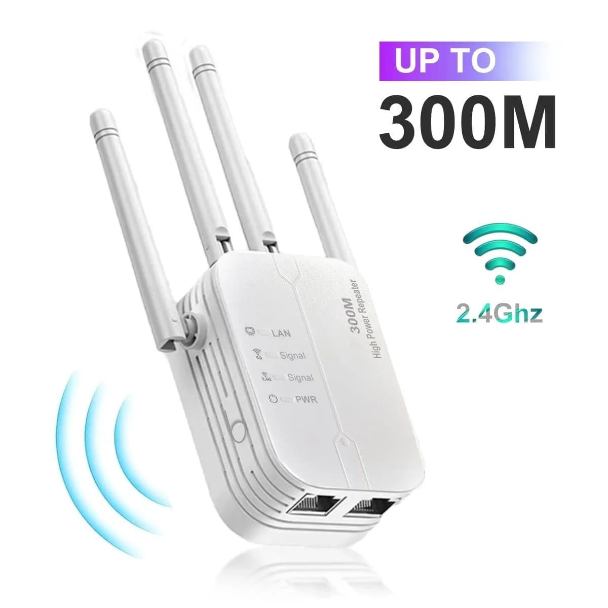 Enhanced Home WiFi Signal Extender – Advanced Wireless Range Extender with 4 High-Gain External Antennas and Ethernet Ports (300Mbps)