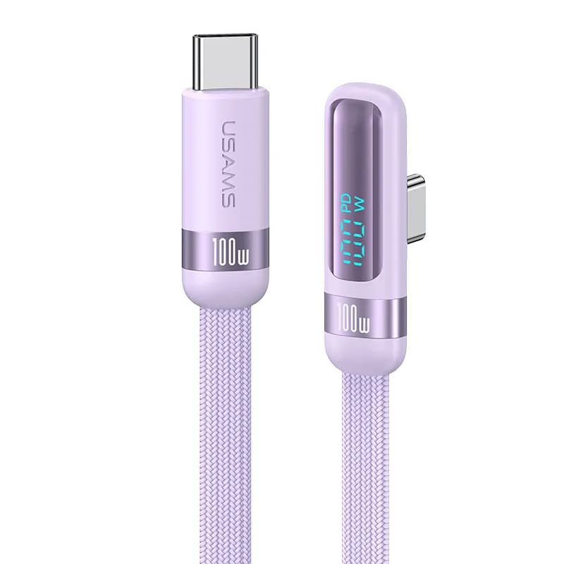 USAMS PD100W Type-C To Type-C Digital Display Right-angle Fast Charging & Data Cable 3