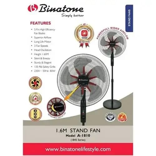 Binatone Stand Fan - A-1810 - 1.6m  - 70W 2