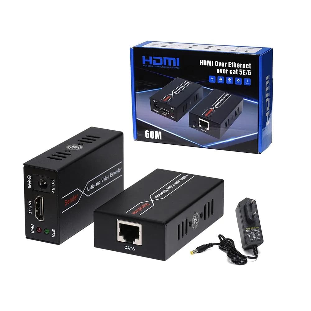 HDMI Network Extender Cable 60M 1080P HD HDMI Extender Over Cat5e/Cat6 2