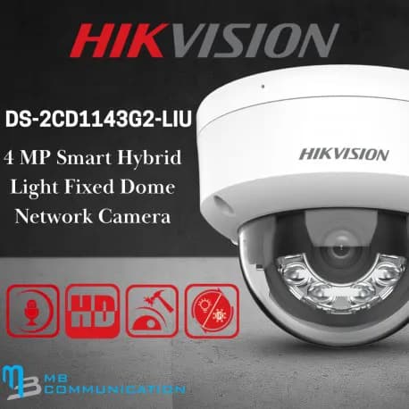 HikVision 4 Mp Smart Hybrid Light Fixed Dome Network Camera Ds-2cd1143g2-liu 5